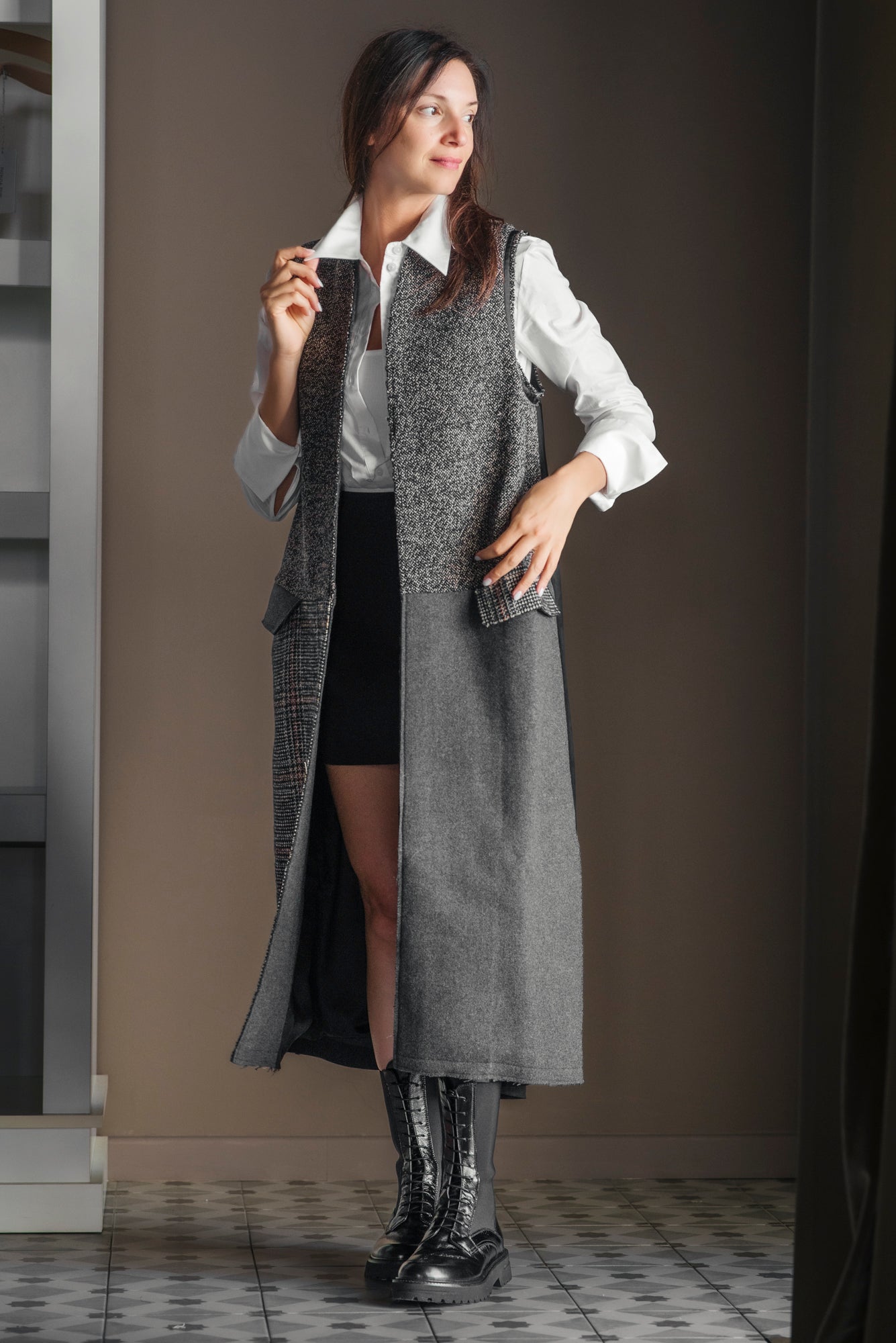 Cappotto senza maniche Patchwork