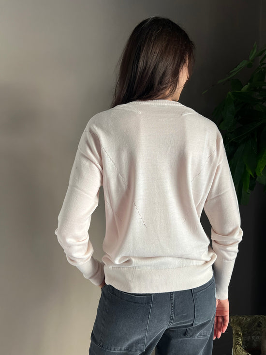 Maglia scollo a V in lana Peach Dust