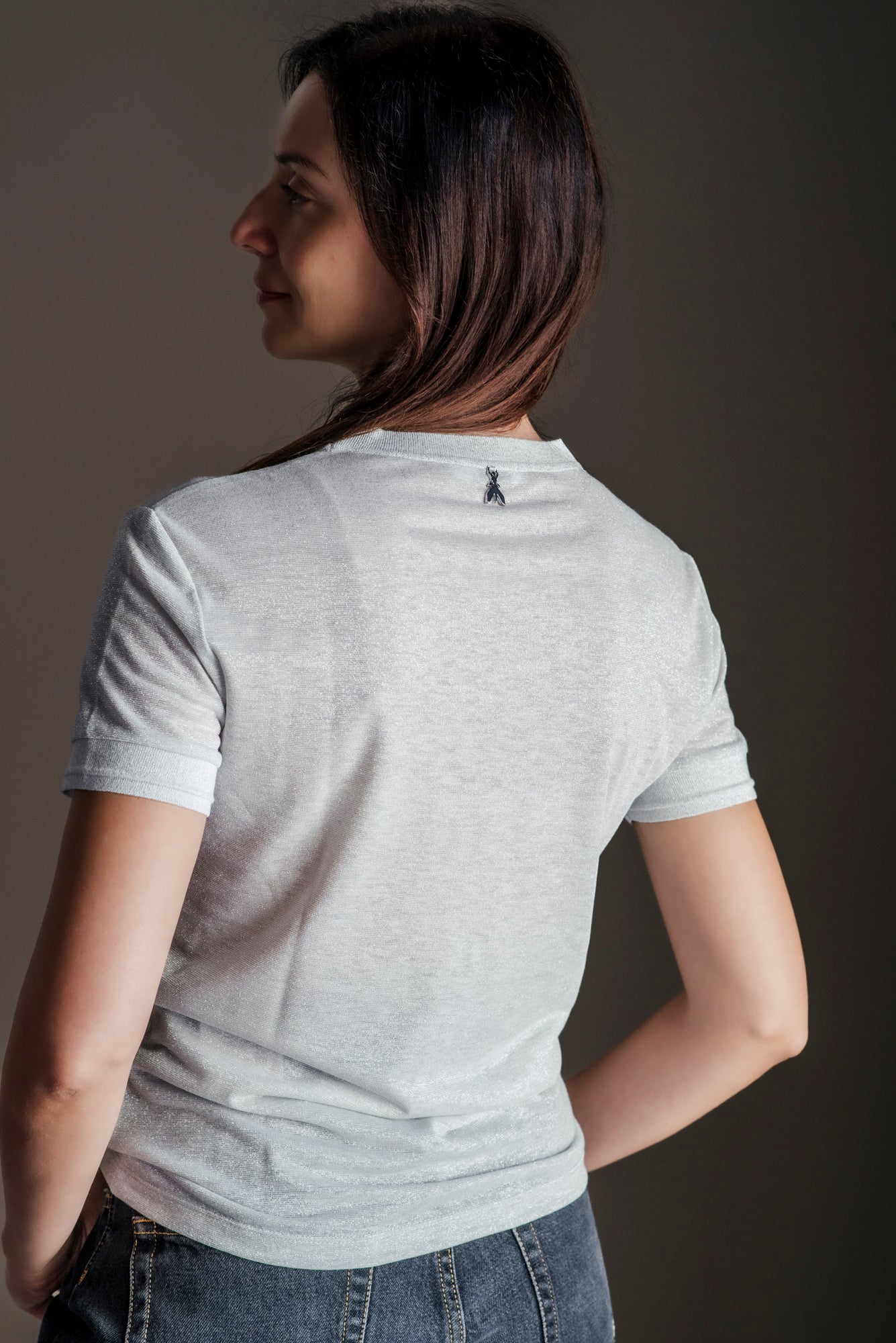 T-shirt Patrizia Pepe in Maglia Lurex Argento