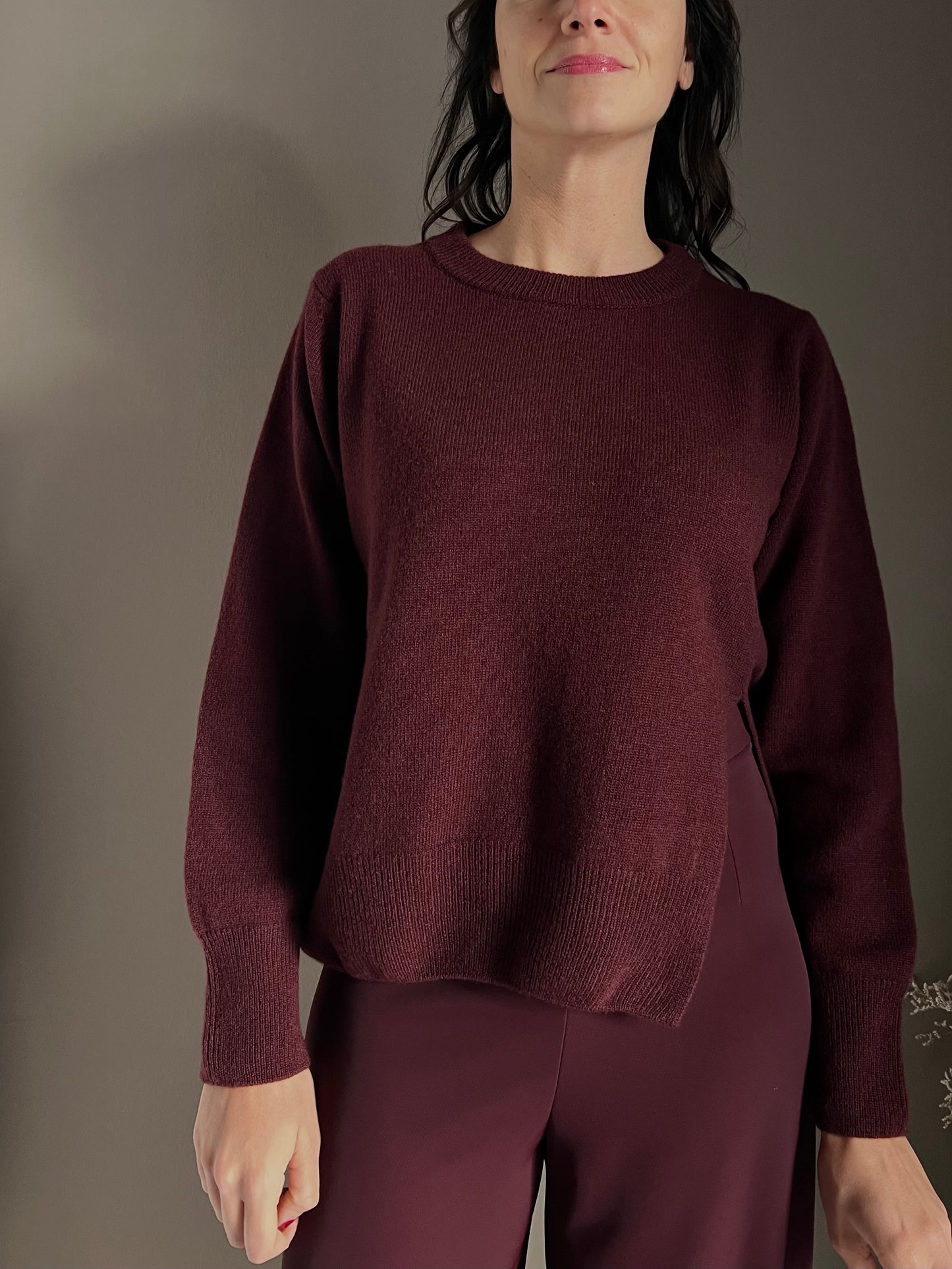 Maglia girocollo in lana merinos