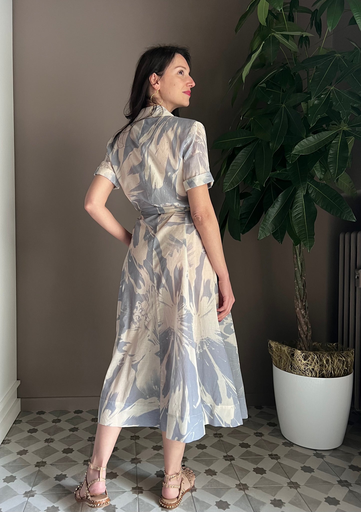Abito chemisier in fantasia Cotone garzato