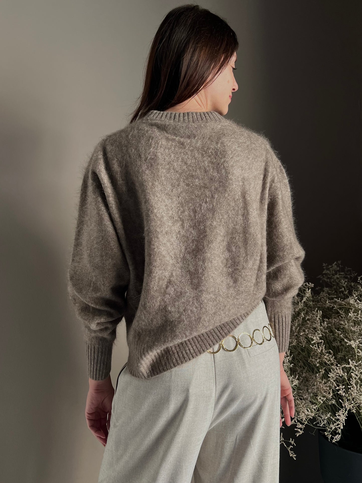 Maglia girocollo in Yak e Cashmere taupe