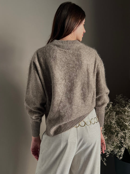 Maglia girocollo in Yak e Cashmere taupe