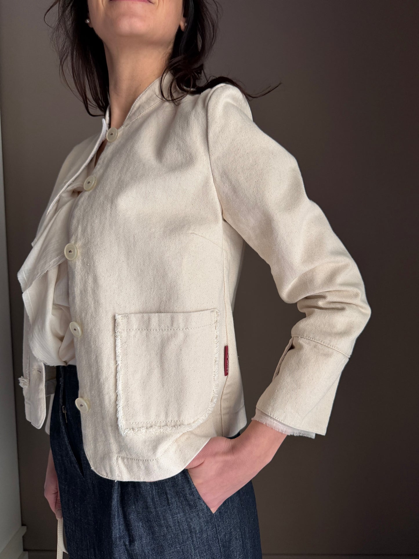 Giacca strutturata in cotone avorio