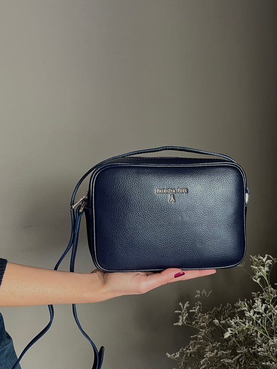 Borsa tracolla in pelle blue con tasca interna