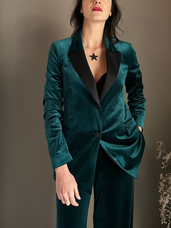 Giacca in velluto Gree con rever a contrasto