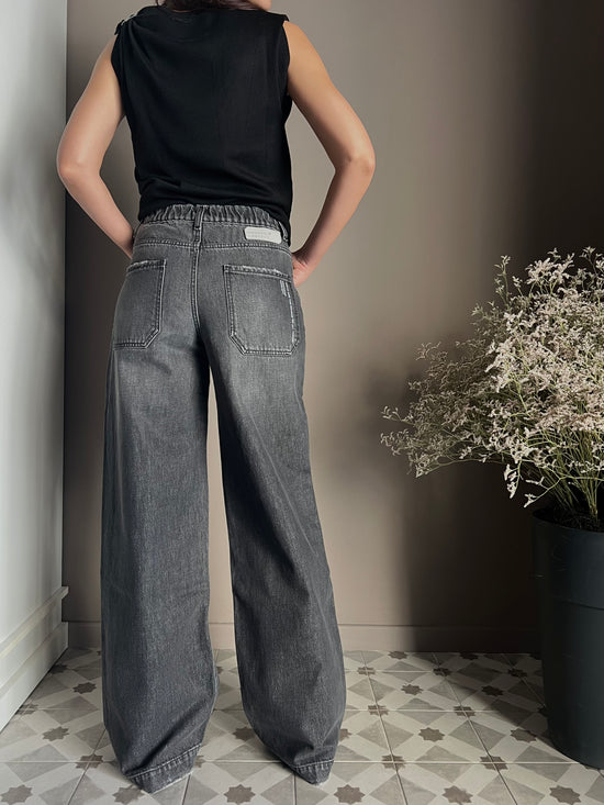 Pantalone denim Noumeno Concept gamba larga