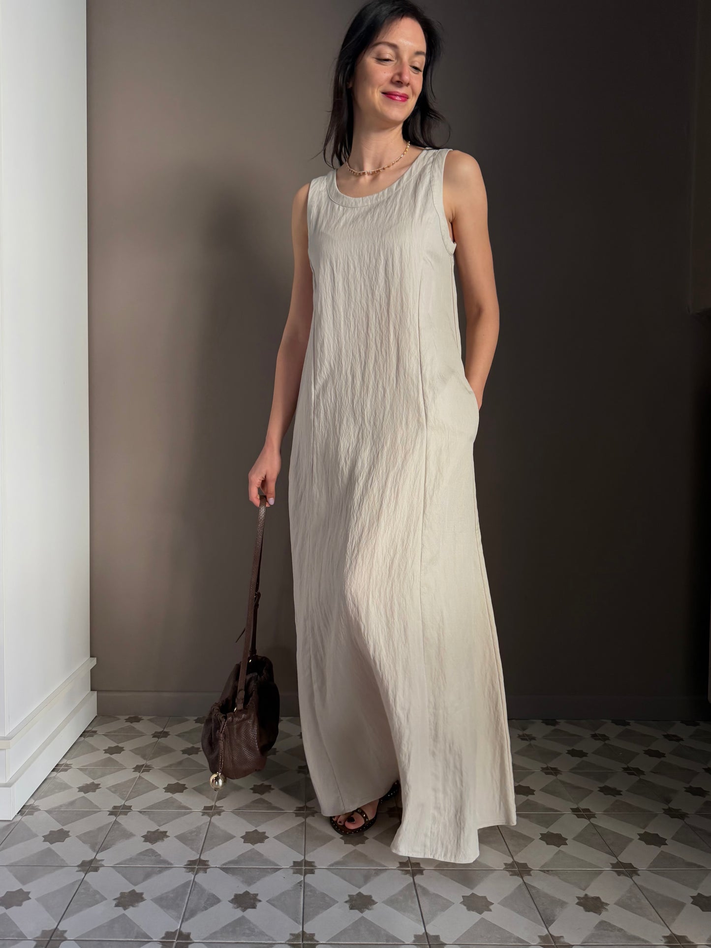 Vestito Lungo in Tessuto Strutturato – Alessia Santi