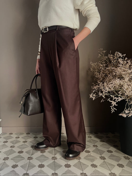 Pantalone a palazzo city chic fondente