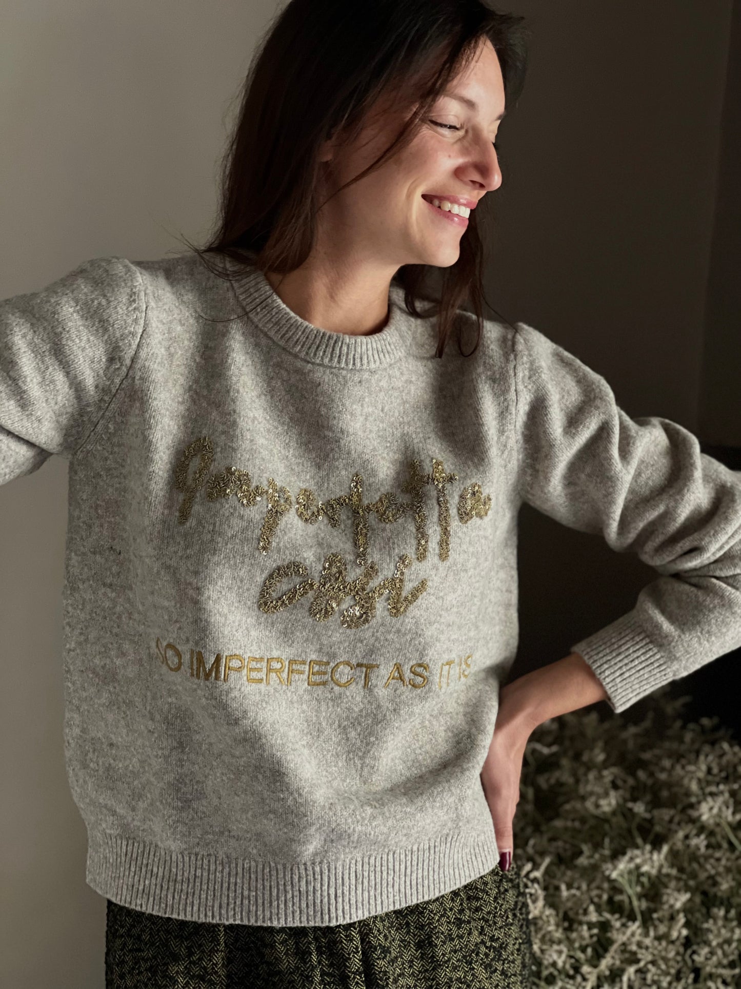 Maglia Mélange con scritta in paillettes