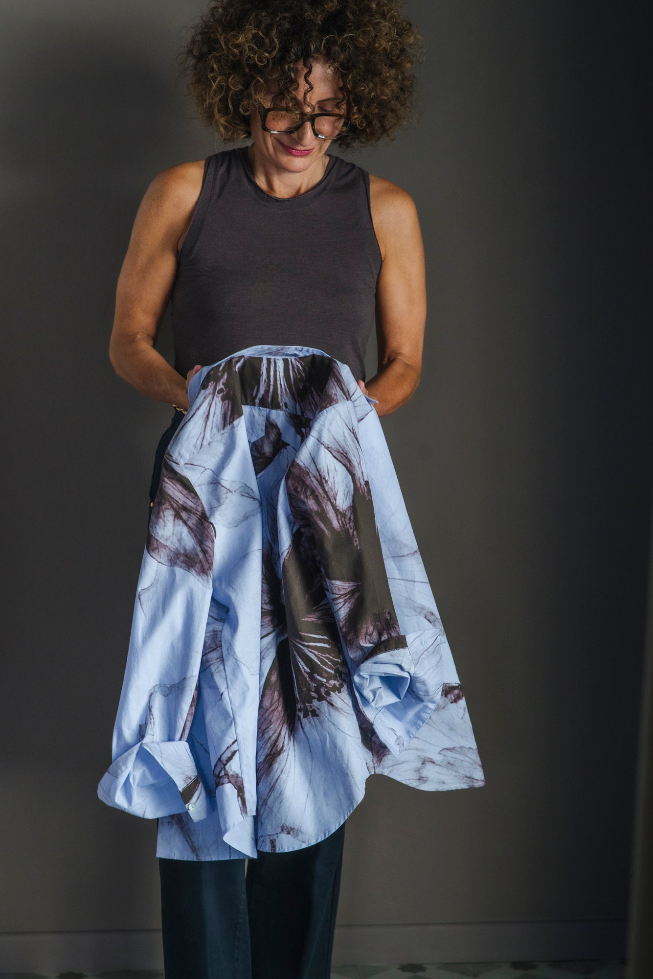 Camicia in cotone con stampa aerografo