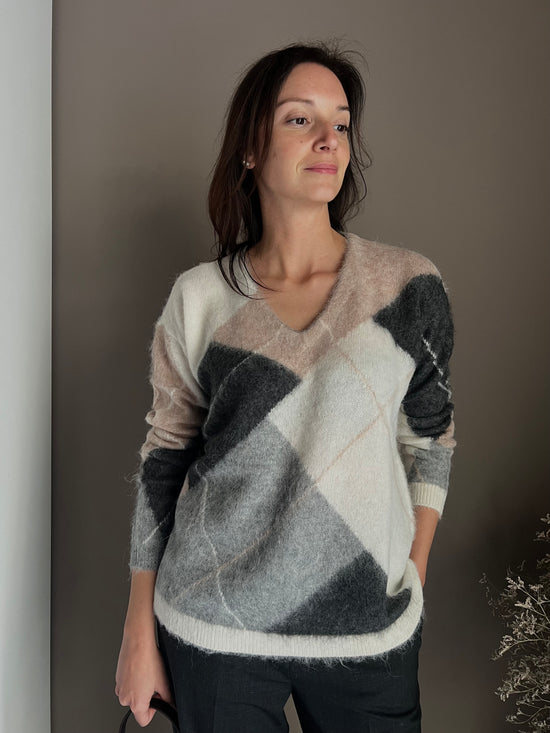 Maglia a Losanghe in misto lana e alpaca