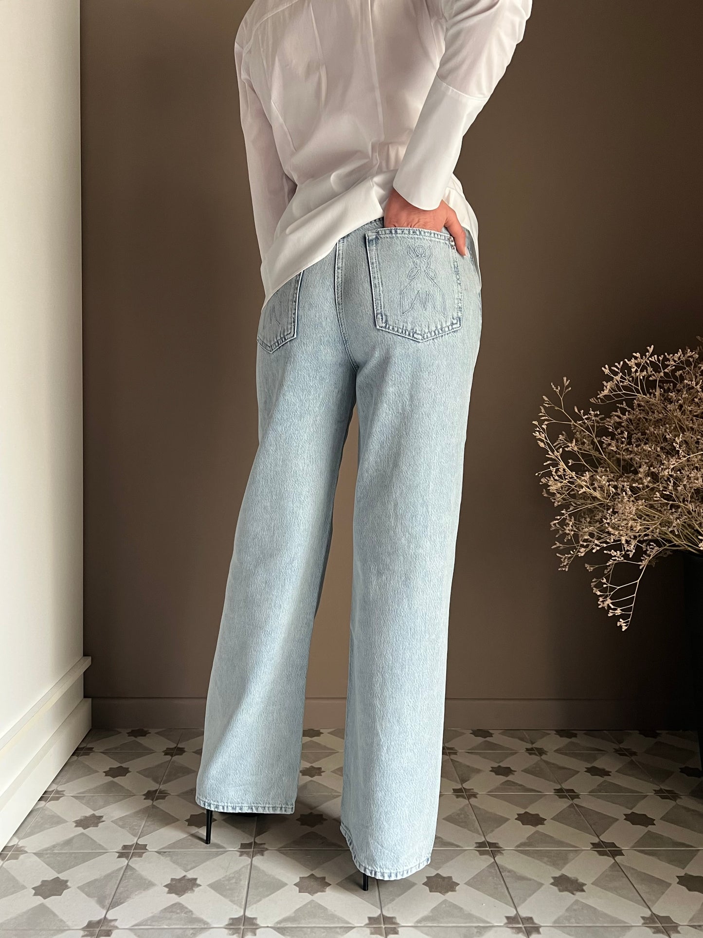 Pantalone denim wide-leg new last wash