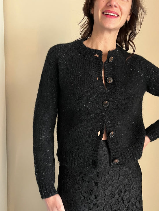 Cardigan girocollo nero