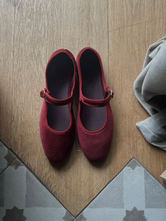 Mary Jane in velluto Bordeaux