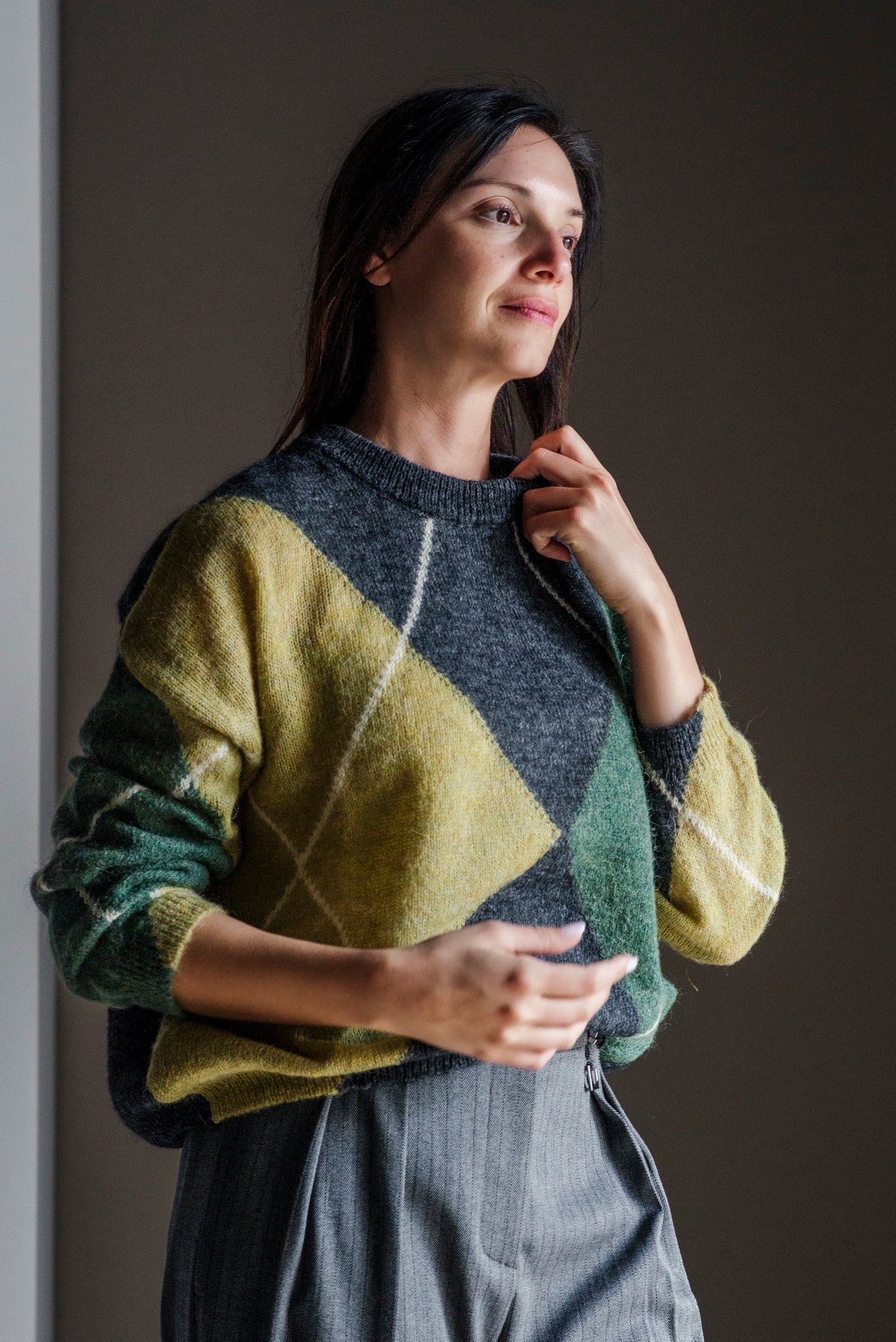 Maglione a rombi girocollo