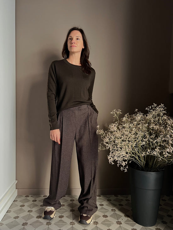 Maglia girocollo Patrizia Pepe in lana chocolate