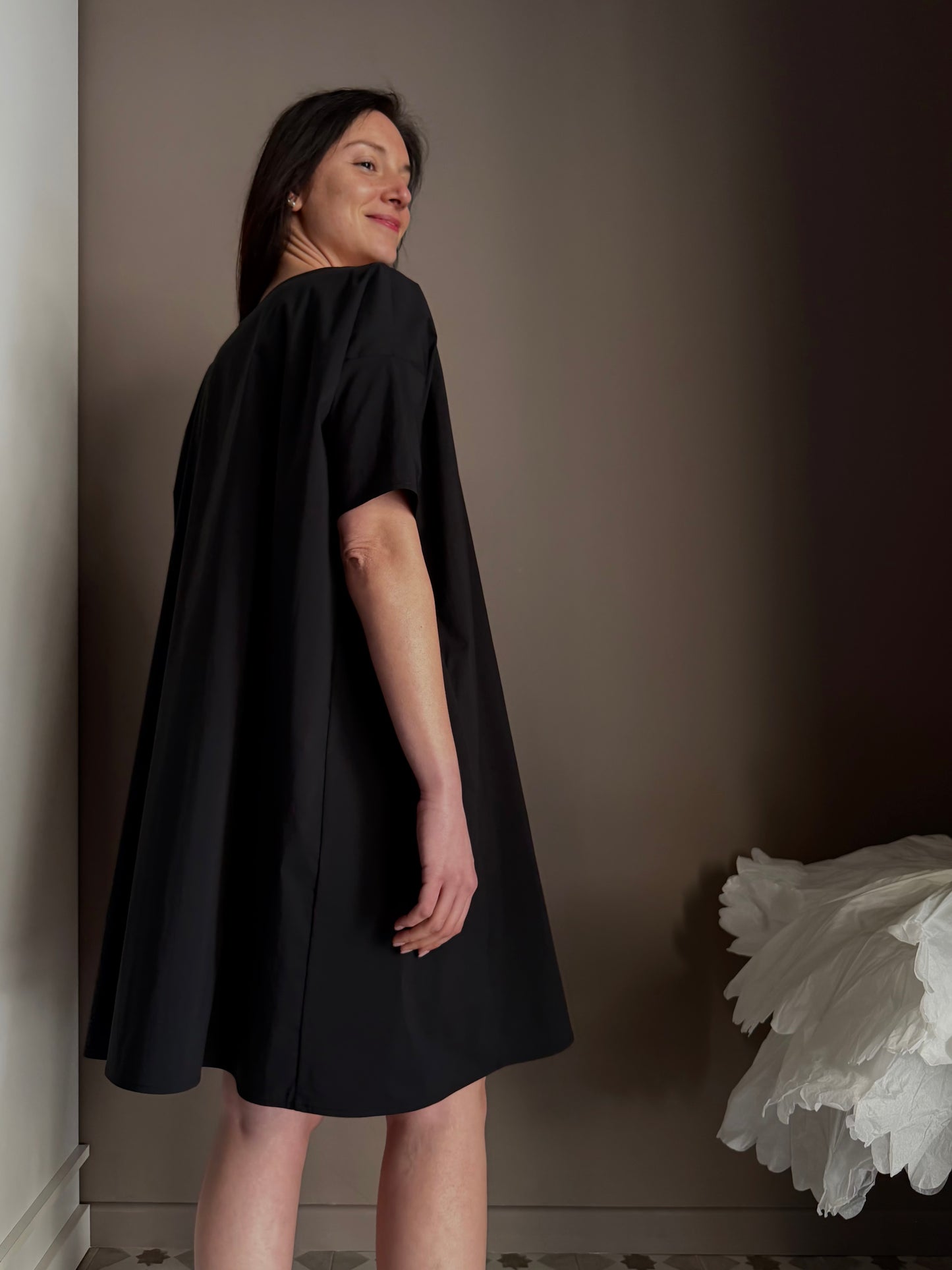 Abito So Allure in cotone nero svasato