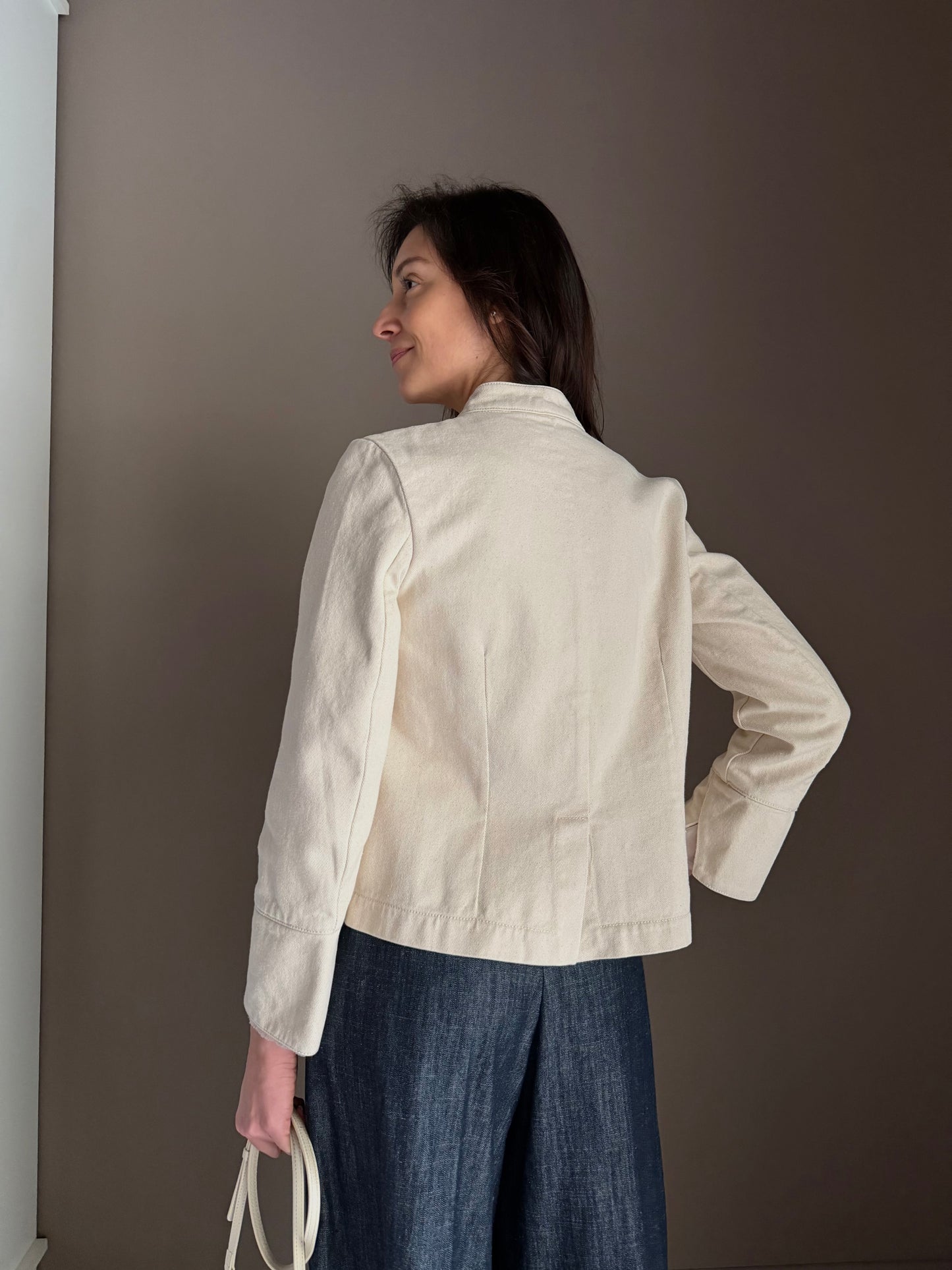 Giacca strutturata in cotone avorio