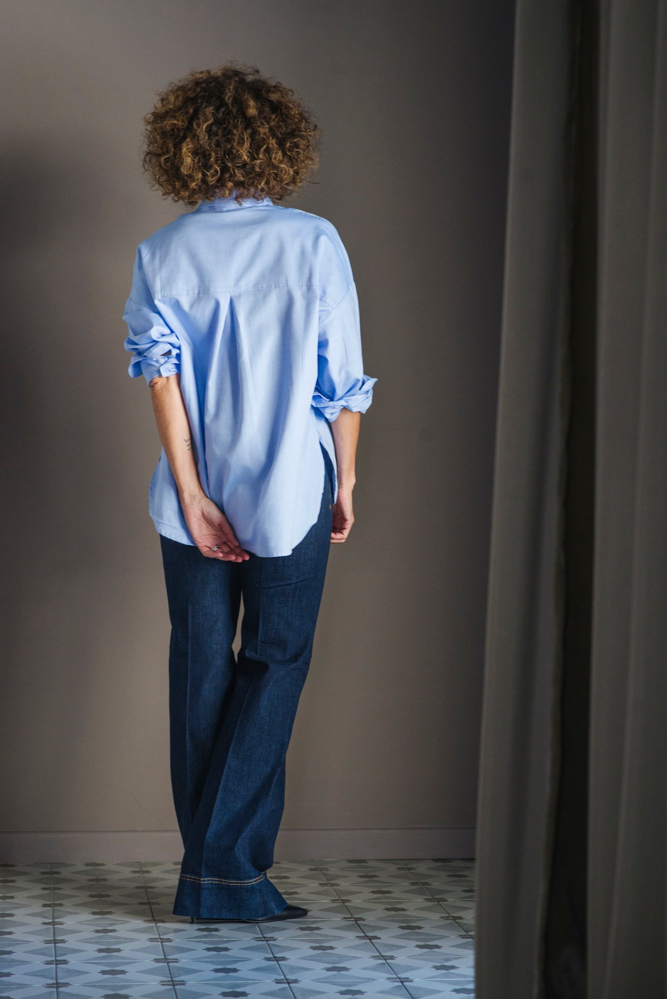 Pantalone denim Flare in tessuto Candiani