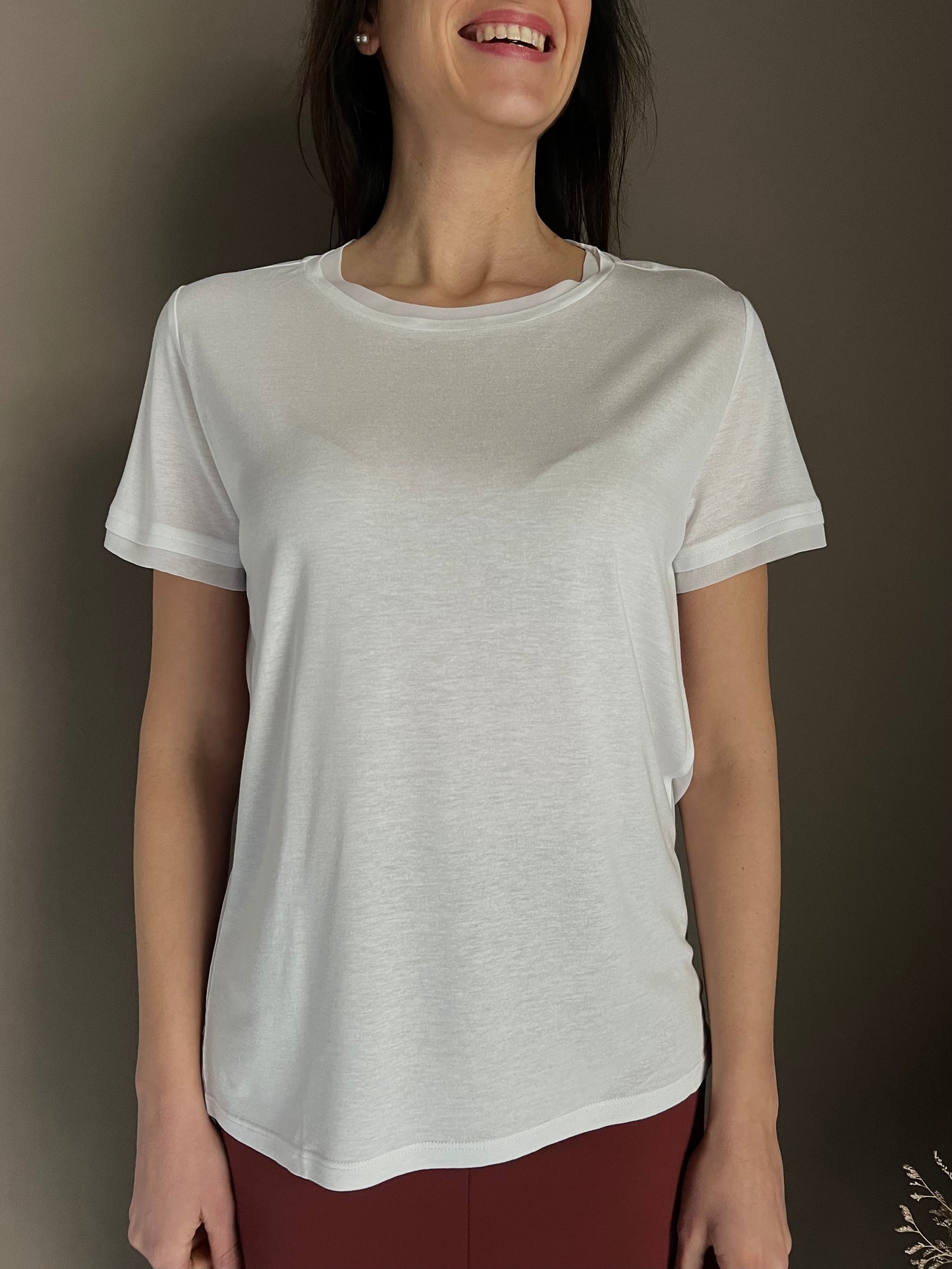 Blusa con trasparenza in viscosa