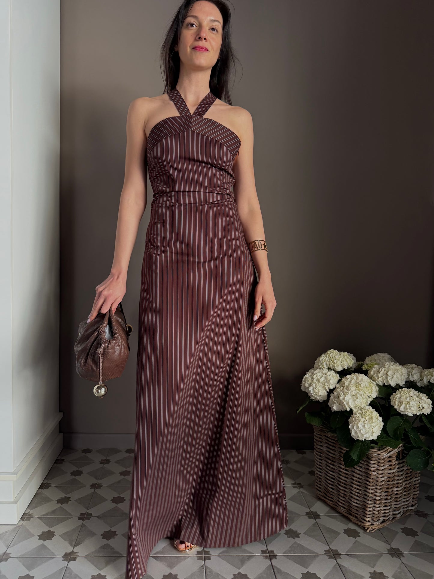 Abito Lungo Brown Stripes