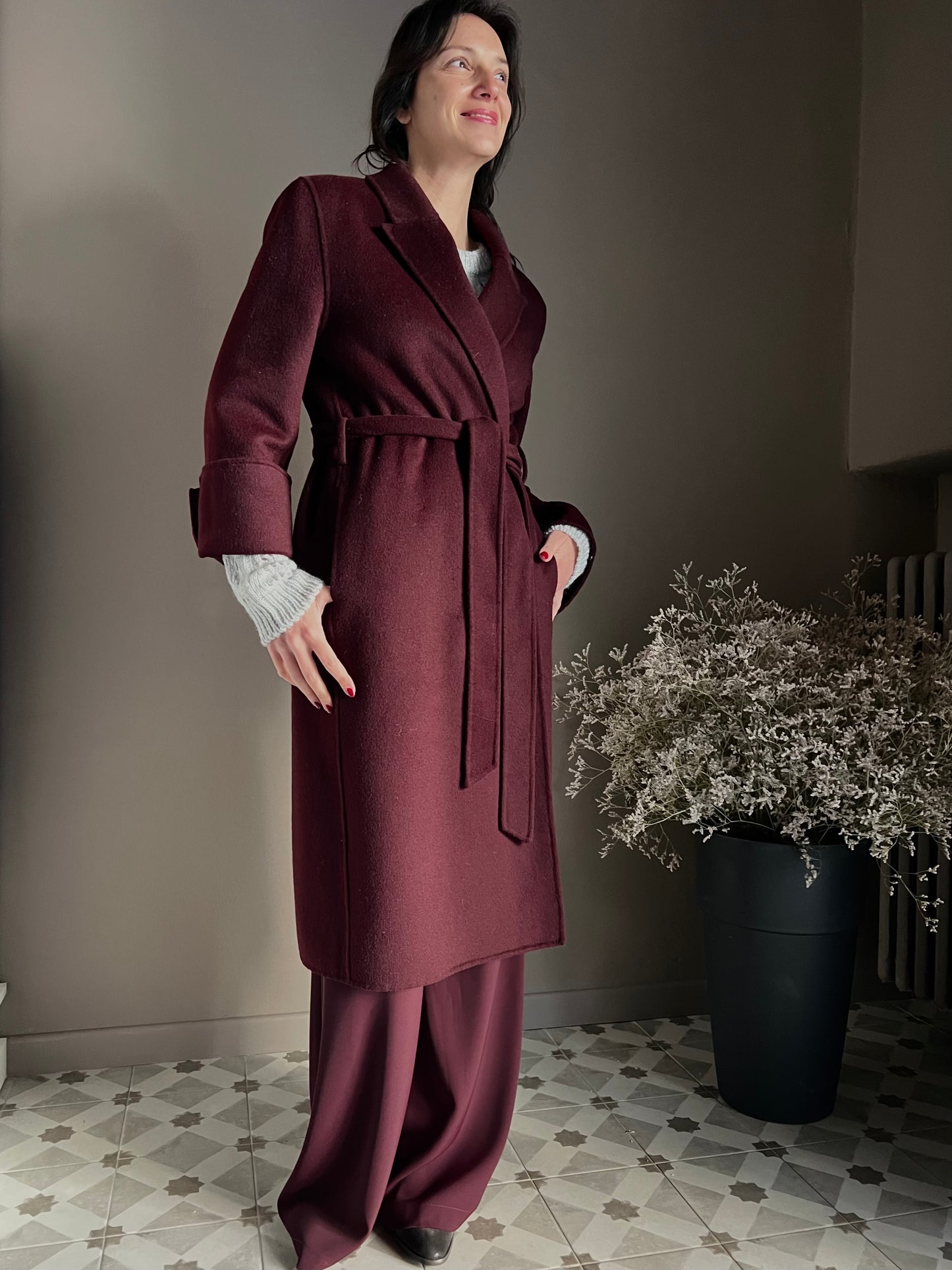 Cappotto a vestaglia in pura lana