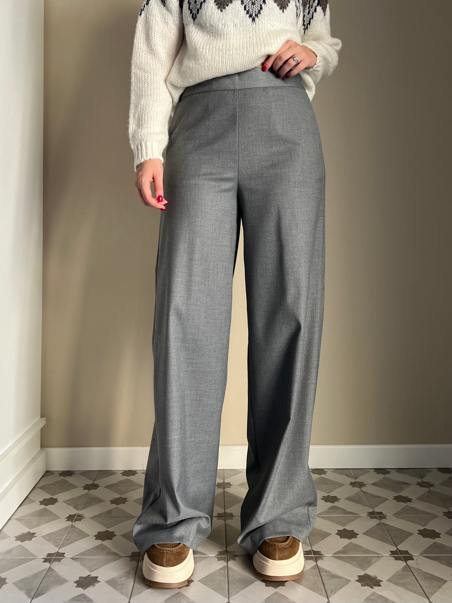 Pantalone a palazzo con zip laterale