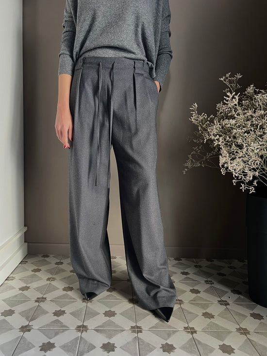 Pantaloni a palazzo con coulisse grigio