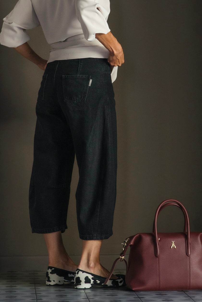 Pantalone denim cropped nero