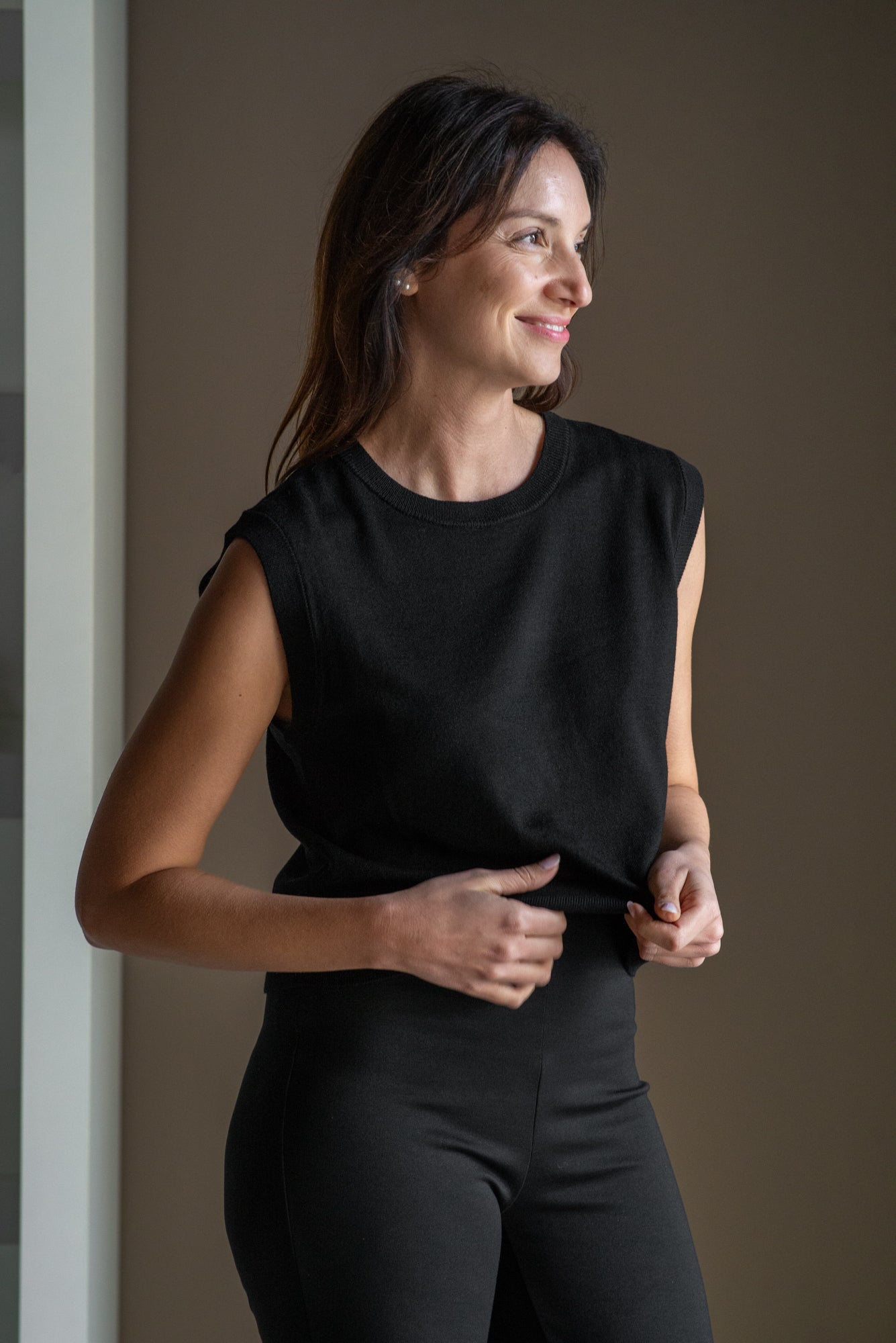 Gilet girocollo in lana Neri Patrizia Pepe