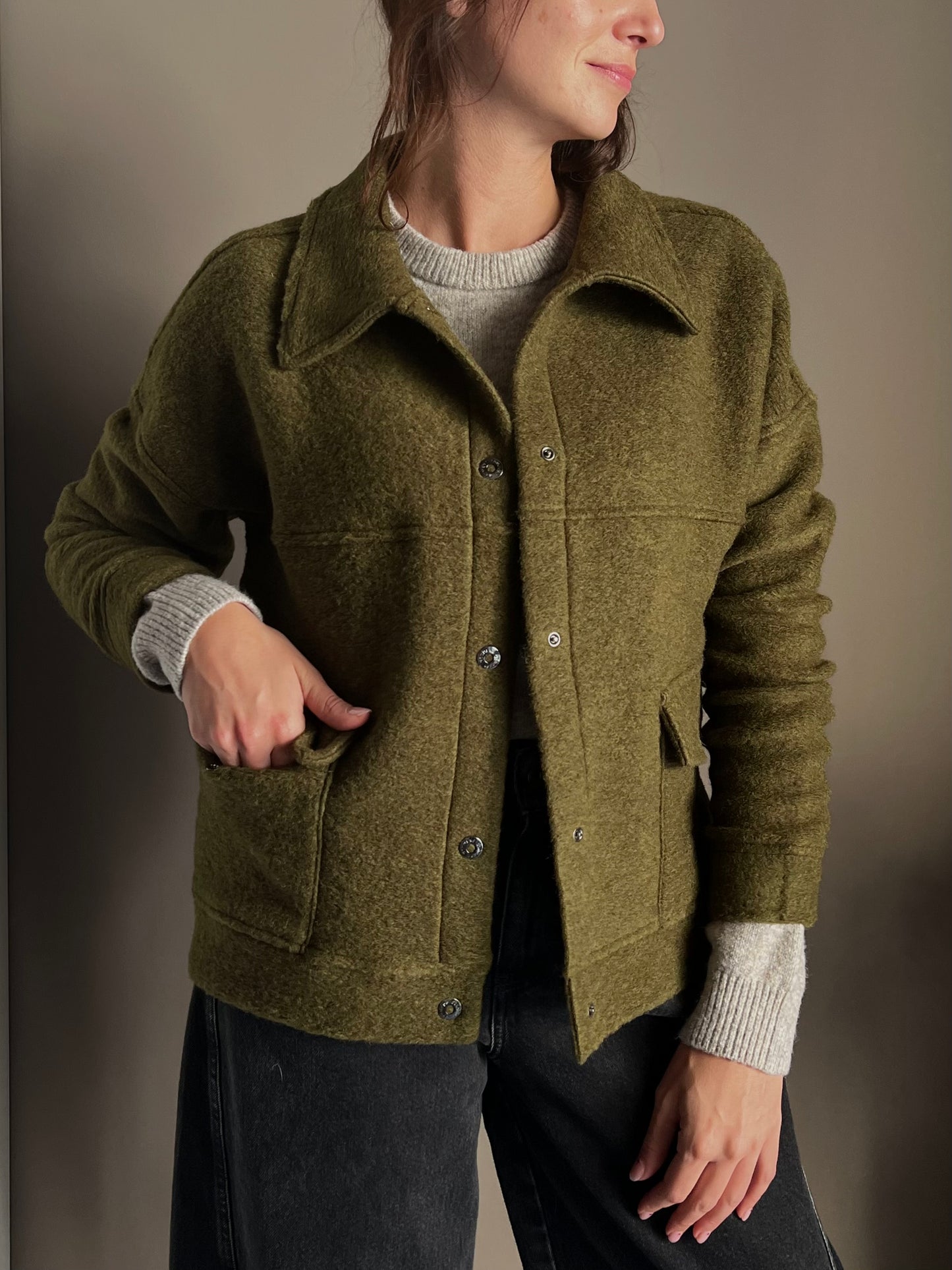 Giacca in lana cotta verde Noumeno Concept