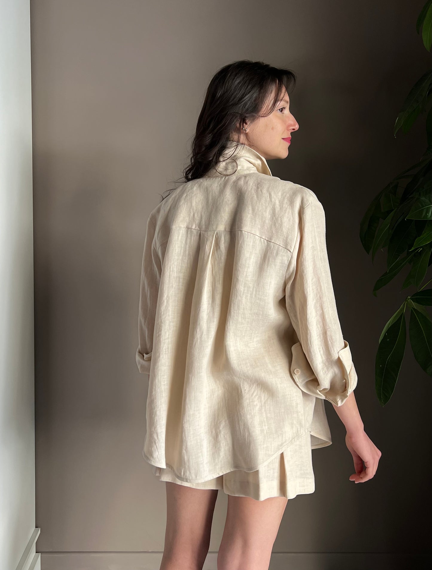 Camicia in lino linea maschile beige