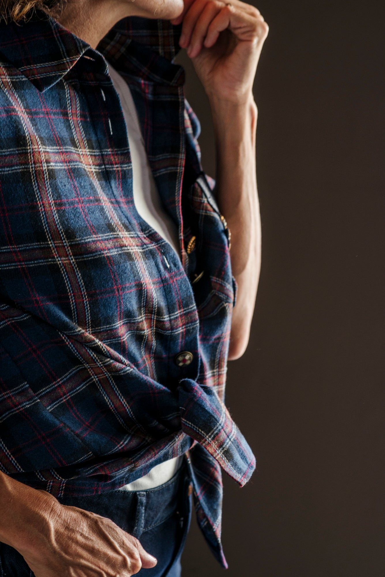 Camicia in flanella tartan blu