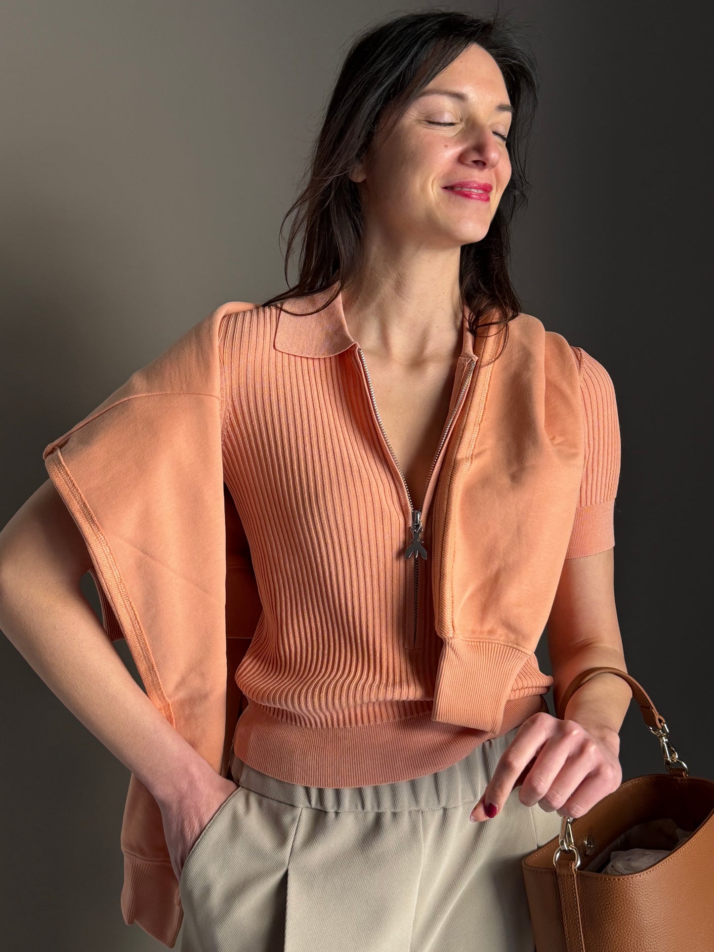 Polo in maglia a costine