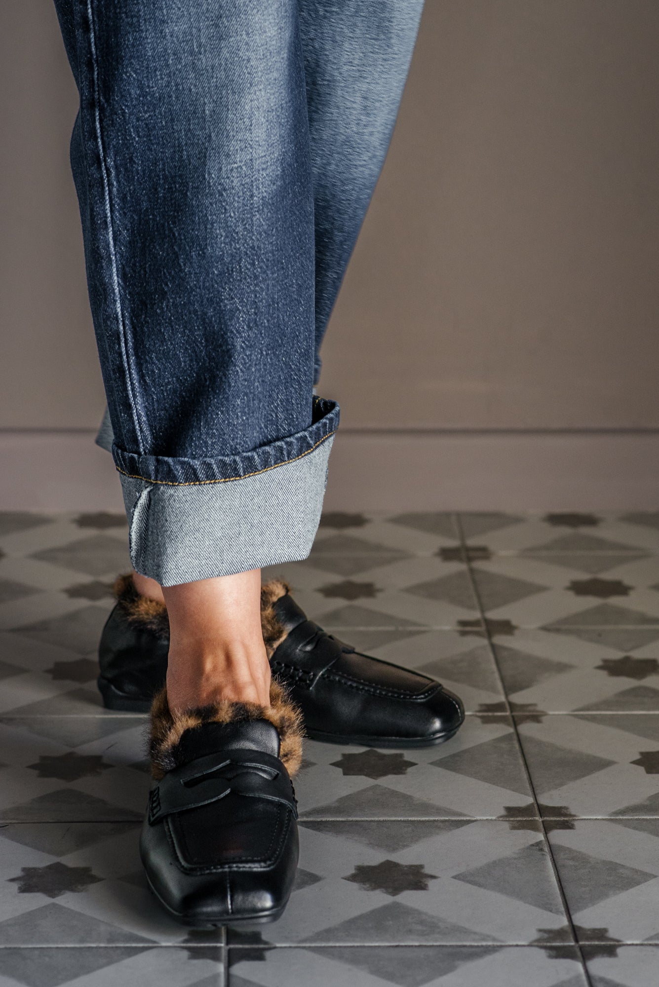 Mocassino Ash in Pelle con Interno Leopardato