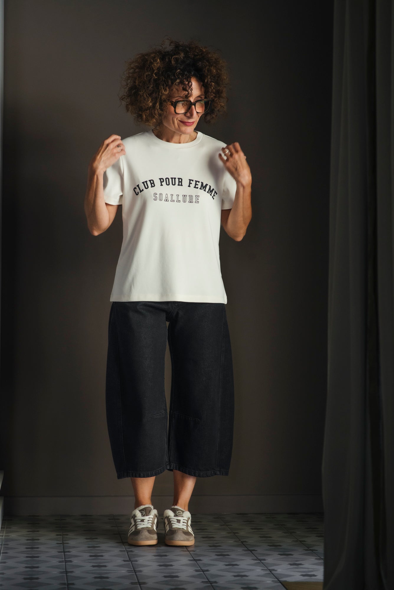 Pantalone denim cropped nero