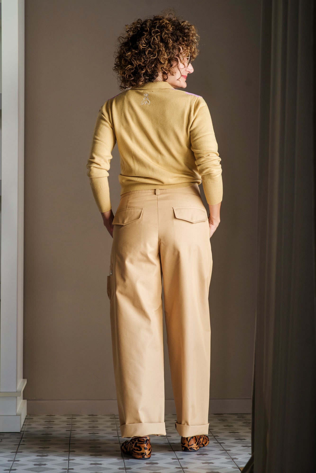Pantalone cargo beige
