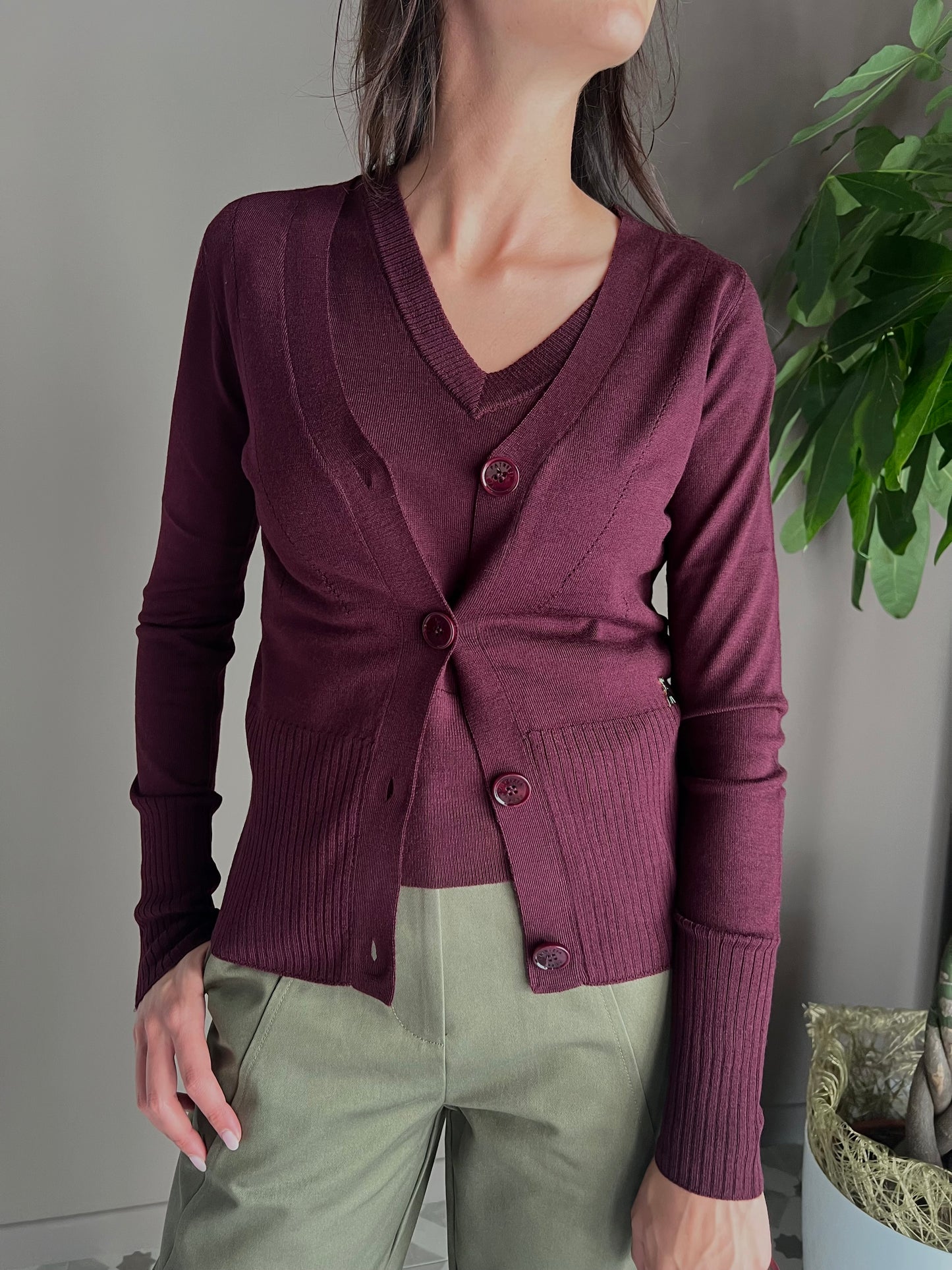 Cardigan in pura lana Patrizia Pepe Purple Red