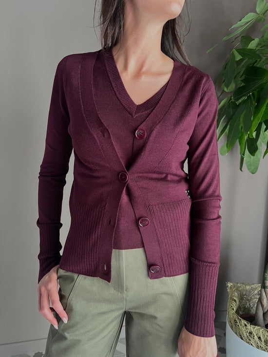 Cardigan in pura lana Patrizia Pepe Purple Red