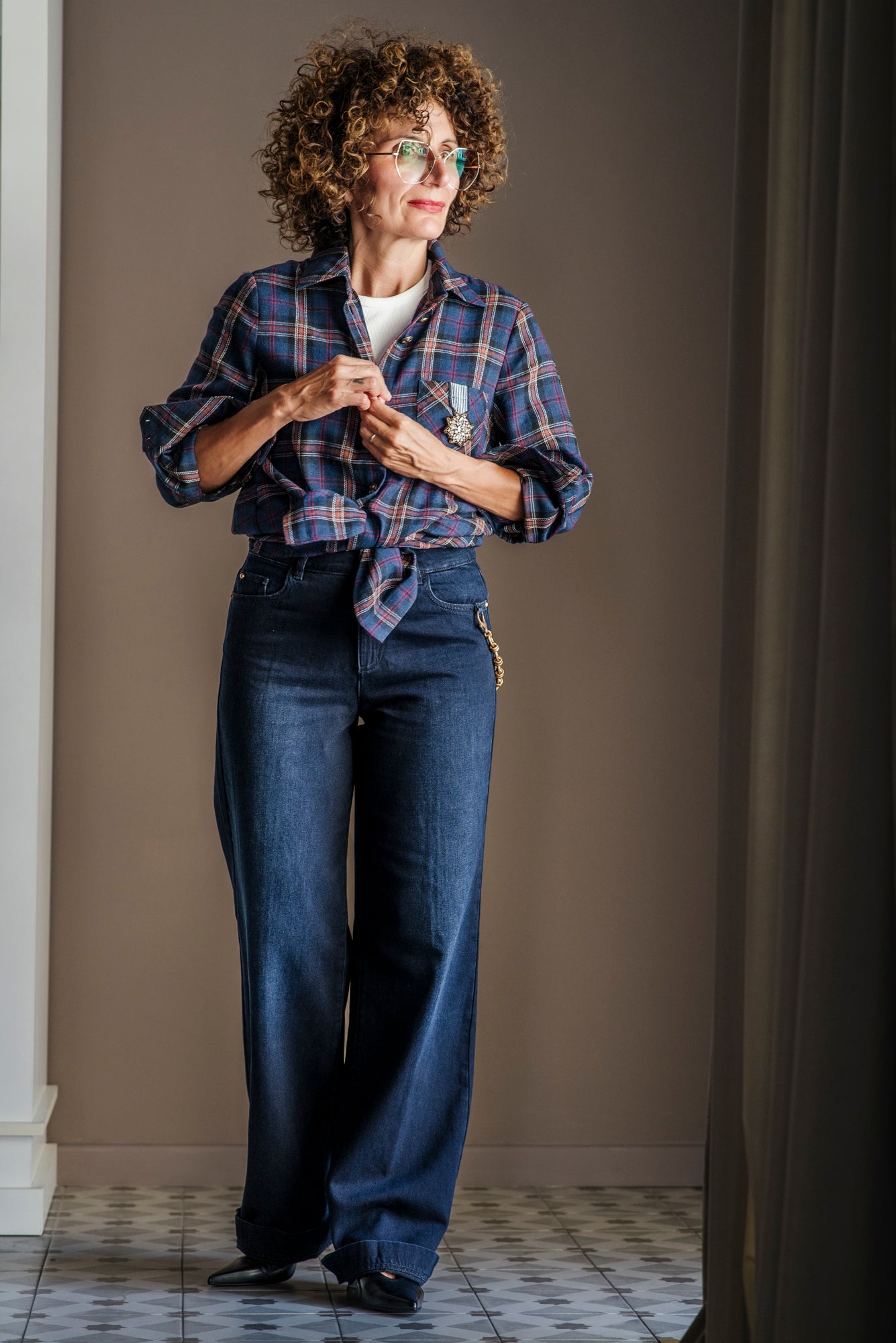 Pantalone denim Nenette blu notte