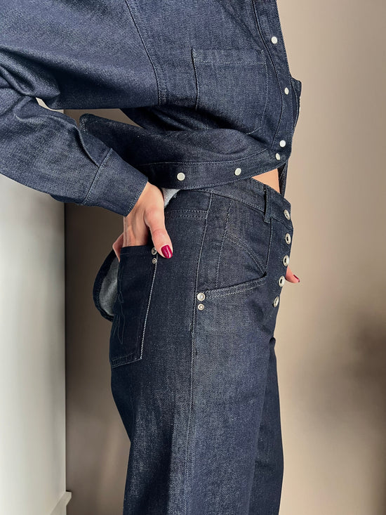 Jeans a palazzo con bottoni