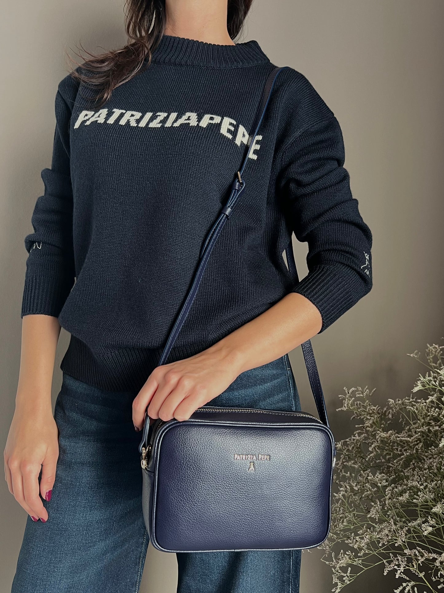 Borsa tracolla in pelle blue con tasca interna