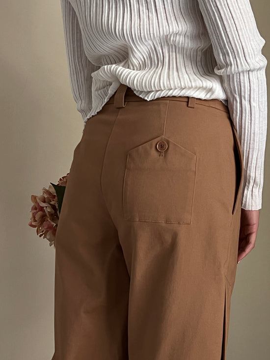 Pantalone alla caviglia in gabardine di cotone