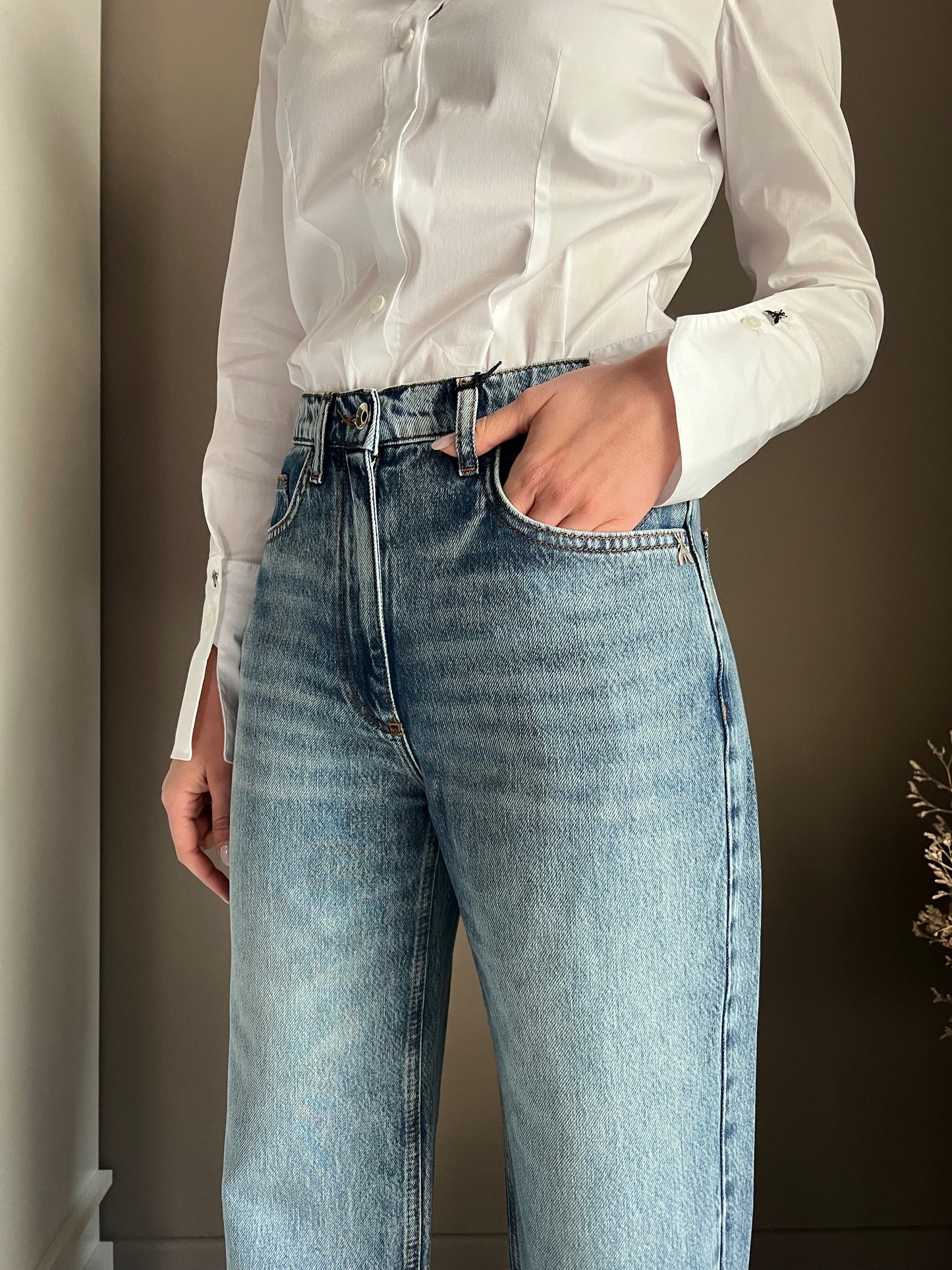 Pantalone denim wide-leg New Warm Blue Wash