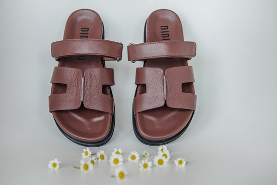 Ciabattina in pelle minimal cuoio