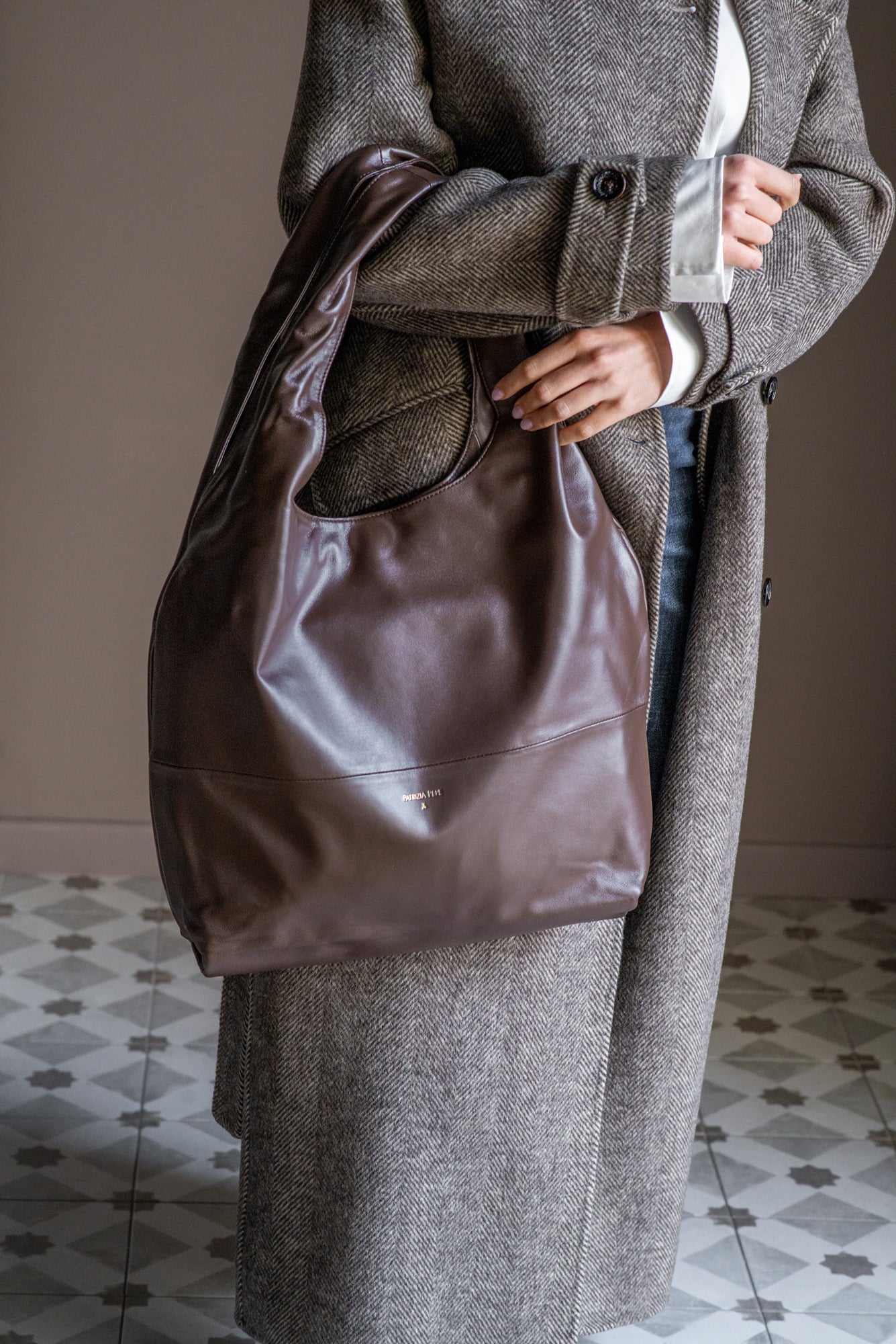 Borsa Hobo in pelle Patrizia Pepe Moro