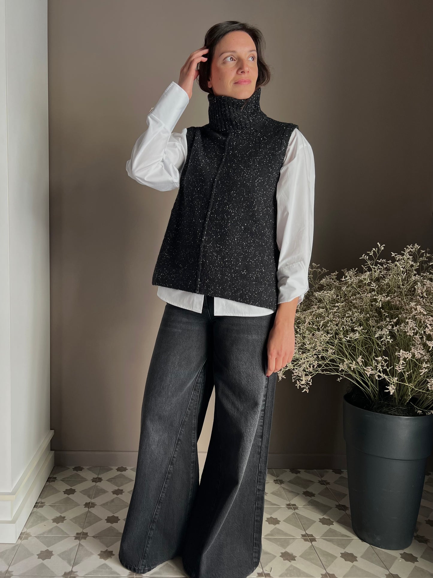 Gilet collo alto in lana