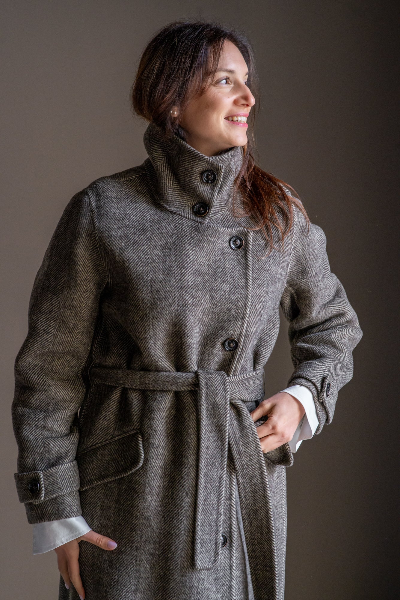 Cappotto Lungo a Spina di Pesce – Alessia Santi