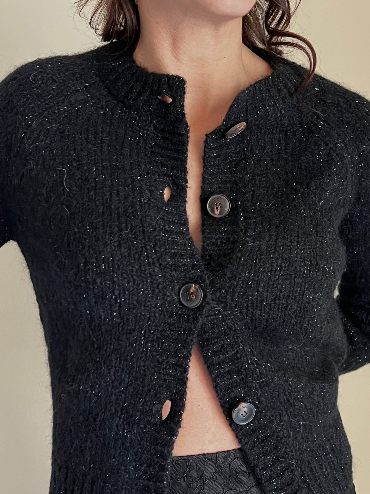 Cardigan girocollo nero